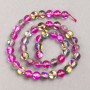 Opal Glass Beads on Thread, Raspberry Transparent, Smooth Round Bead, 8 mm Diameter, 39 cm Length