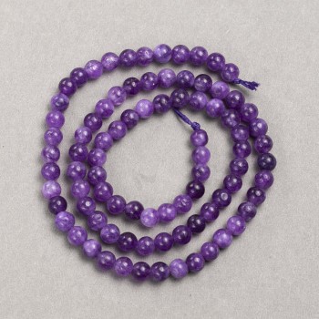 Sugilite Beads (Synthetic) Smooth Ball, 4.5 mm Diameter, 39 cm Length on Thread