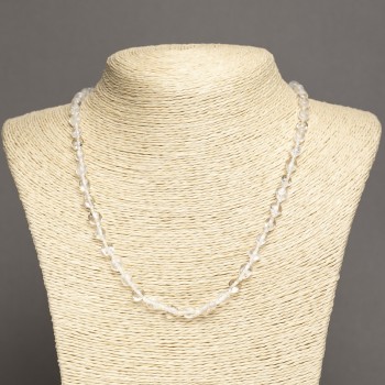 Natural stone necklace with rock crystal, faceted, 6×8 mm beads, length 45 cm
