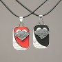 Pair of Heart Pendants on Eco-Leather Cord with Crystals 42x22 mm +/-, length 45-50 cm