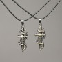 Pair of Dagger pendants on cord 47x16 mm + -, length 45-50 cm
