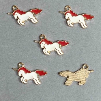 Pendant Hardware - Unicorn Enamel Finish, 9 pcs, 22×12 mm