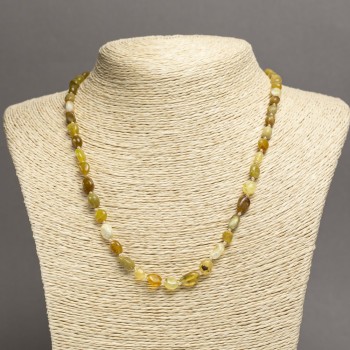 Faceted jadeite necklace, natural stone, bead diameter 7×6 mm, length 45 cm