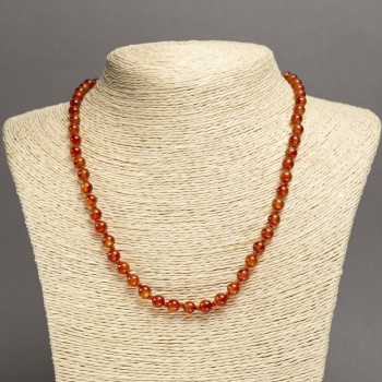 Carnelian Necklace, Smooth Beads, 6 mm Diameter, 45 cm Length