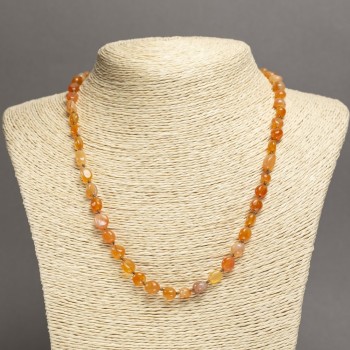 Natural Carnelian Necklace, Faceted, 9x7 mm, 45 cm length+