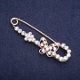 Brooch Pin 'Butterfly' with white crystals 'Chameleon' 72x20 mm gold-tone metal