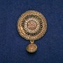 Agraf Brooch with Golden Rhinestones, Gold-Tone Metal 37x57mm