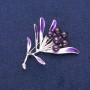 Amethyst Flower Brooch, purple enamel, silver-toned metal 42×51mm