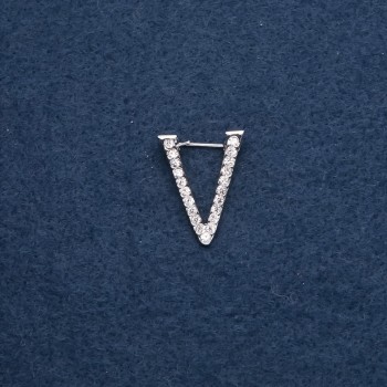 Brooch initial 'V' 20x25mm metal color 'silver'