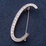 Brooch series 'Initial letter C' 5x2 cm gray metal, rhinestones