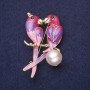 Brooch 'Parrots with Pearl Inlay'