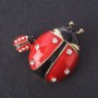 Brooch 'Ladybugs' red enamel, gold metal color, series 'insects, 4x4 cm'