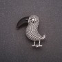 Bird Brooch in Gray Metal, 39x36 mm