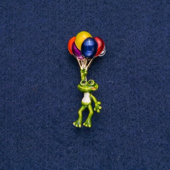 Brooch 'Frog with Balls' in Golden Metal 46x17mm +