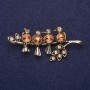 Birds on a Branch Brooch with Champagne-Colored Crystals, 55×25 mm, Gold-Tone Metal