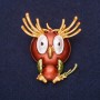 Brooch Owl 'Good Morning' enamel, crystals, color yellow, brown, green, white, 47×38 mm, golden metal