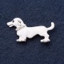 Brooch "Dachshund Albino" 4×2 cm with crystals, white enamel, gray metal