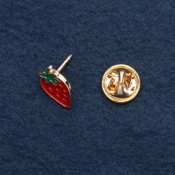 Brooch on twist clasp Strawberry 1.5×1 cm yellow metal