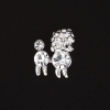 Miniature Brooch 'Royal Poodle' in Crystals, Silver Metal Color, 1.5 cm