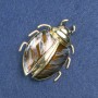 Beetle Brooch with golden metal, brown enamel and black rhinestones 58x24mm +