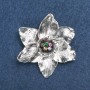 Brooch 'Flower' in silver-tone metal with multicolored rhinestones, 50mm +