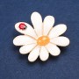 Brooch Daisy Amber (Artificial) Golden Metal and Enamel 50x54mm +