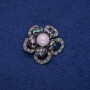 Brooch 'Flower' with Haliotis nacre and crystals 36mm, silvery metal