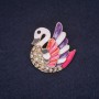 Swan Brooch with Multicolor Enamel, Golden Metal 30×28 mm