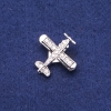 Plane with Crystals Brooch in Silver-tone Metal