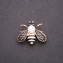 Butterfly Brooch with White and Black Enamel on Yellow Metal