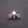 Butterfly Brooch with Purple Enamel, 33×28 mm, Yellow Metal