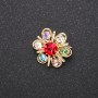 Brooch, Accent series, multicolored metal color 'yellow', 18mm