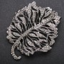 Leaf Brooch in Dark Crystals, metal color 'Dark Silver' 58x72 mm