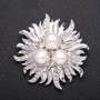 Pearl 'Flower' Brooch in White Silver color 50mm
