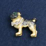 Brooch Bulldog, silver-tone metal with crystals and enamel, 35x42mm +