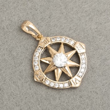 Xuping Pendant 18K Gold Plating with White Crystals, Diameter 31x22mm +