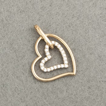 Кулон Xuping Позолота 18К Серце з білими стразами, діаметр 21х17мм +