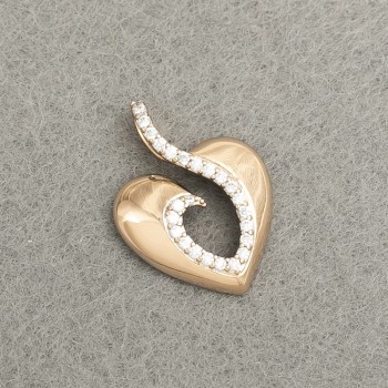 Кулон Xuping Позолота 18К Серце з білими стразами, діаметр 20х15мм +