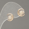 Xuping Stud Earrings with White and Champagne Crystals, 18K Gold Plating, 10 mm Diameter +