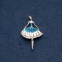 Brooch 'Ballerina' blue enamel 30x50 mm gold-tone metal