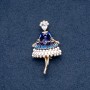 Brooch "Fräulein" blue enamel 30×55mm, metal color gold