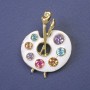 Palette Brooch with Multicolored Rhinestones and Enamel on Gold-Tone Metal 45×32 mm+