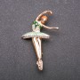 Brooch 'Ballerina' green enamel yellow metal 52x34mm
