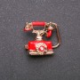 Brooch Phone red enamel yellow metal 27x24mm