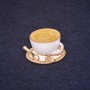 Brooch 'Cup of Coffee' 25x30 mm Enamel, White and Yellow, Gold-Tone Metal