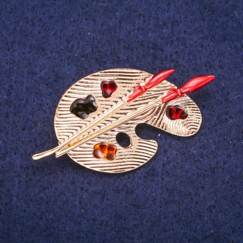 Brooch 'Palette with Enamel' on Golden Metal