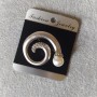 Brooch Swirl with Bead and Crystals, Light Metal 37x46 mm