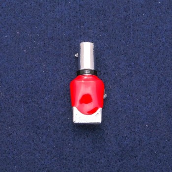 Brooch Lacquer Red and Black Enamel, Silver-Tone Metal 13x33mm