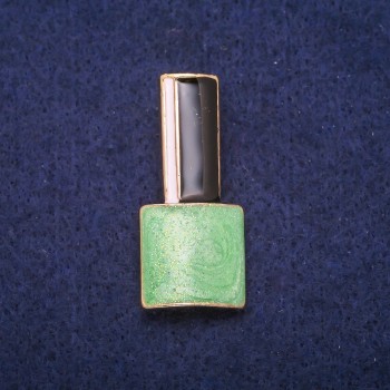 Brooch 'Lac' green, black and white enamel on gold-tone metal 18x39mm