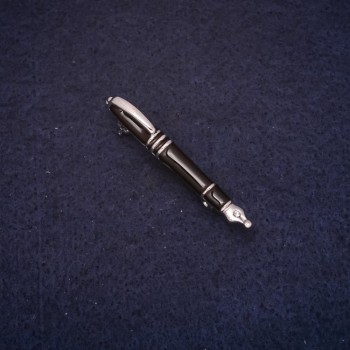 Brooch 'Pen' 5×45 mm, enamel, black and silver-tone metal